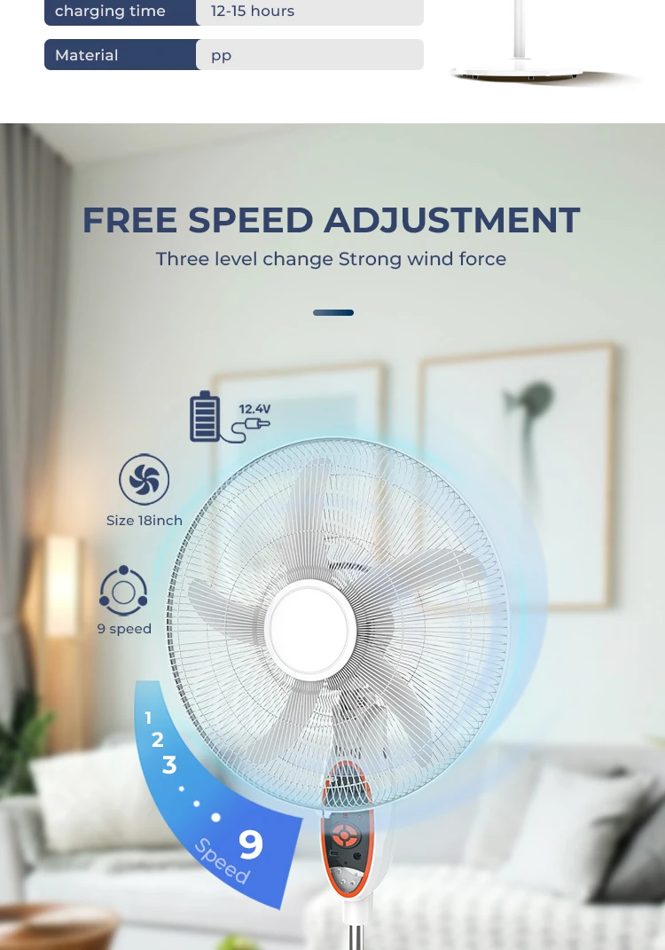 Led Light Stand Fan, 12V, USB, Solar - detail 8