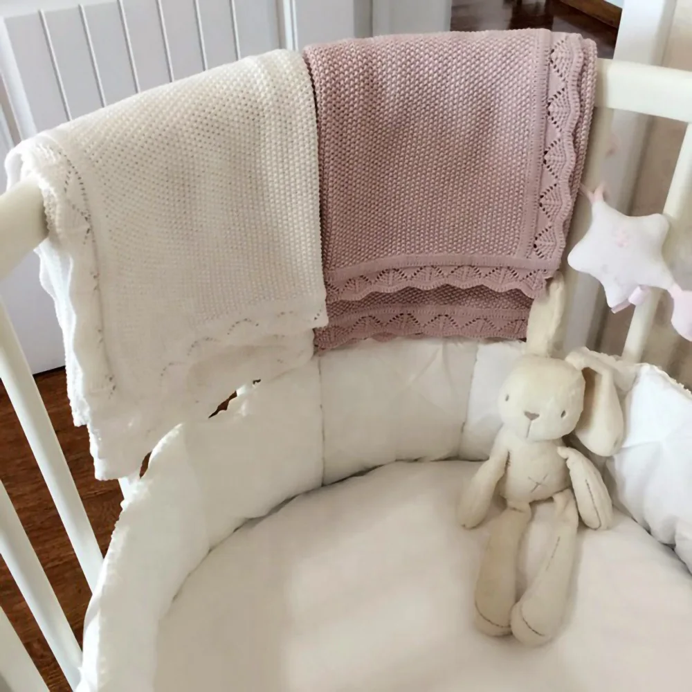 IVY Golden Supplier Baby Receiving Blanket Newborn Plain Knitted Baby Swaddle Cotton Cable Knit Baby Blanket factory