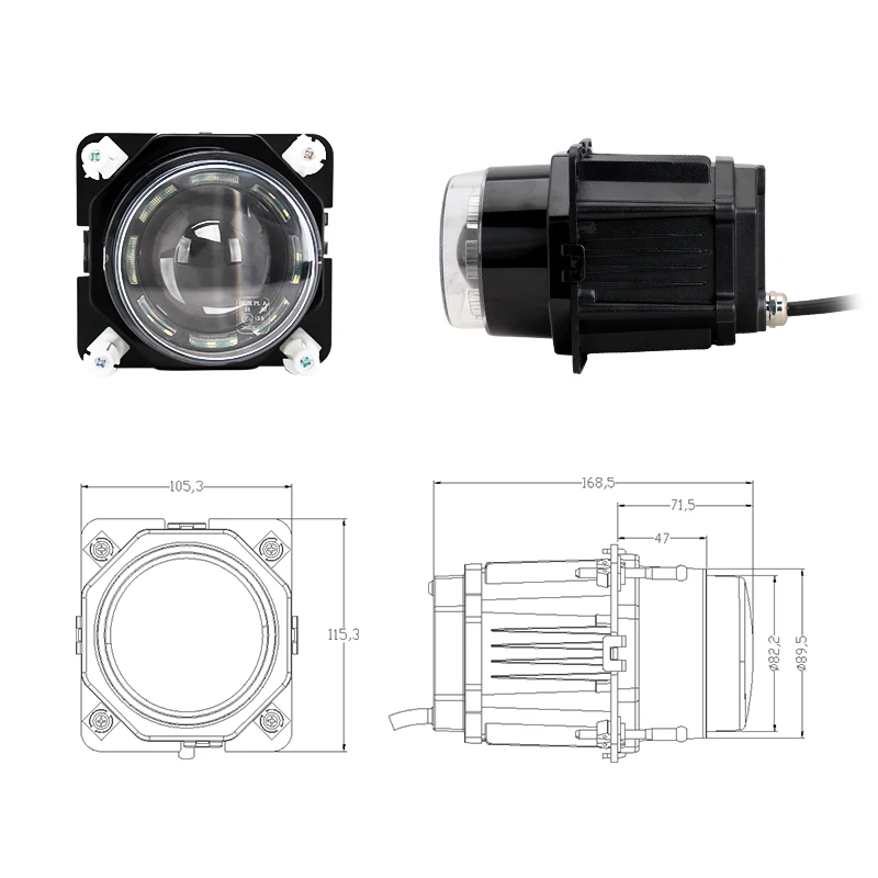 E-mark ECE Certification 3.5 Inch Led Headlight 45W 90MM Led Bus Headlamp with High Low Beam for Bus Tractor