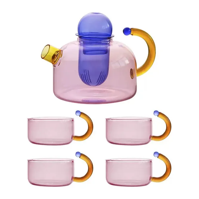 Custom High Quality 600ml Borosilicate Glass Tea Maker Cup Set Handmade Luxury Design Teapot Infuser Strainer  New Chinese Style