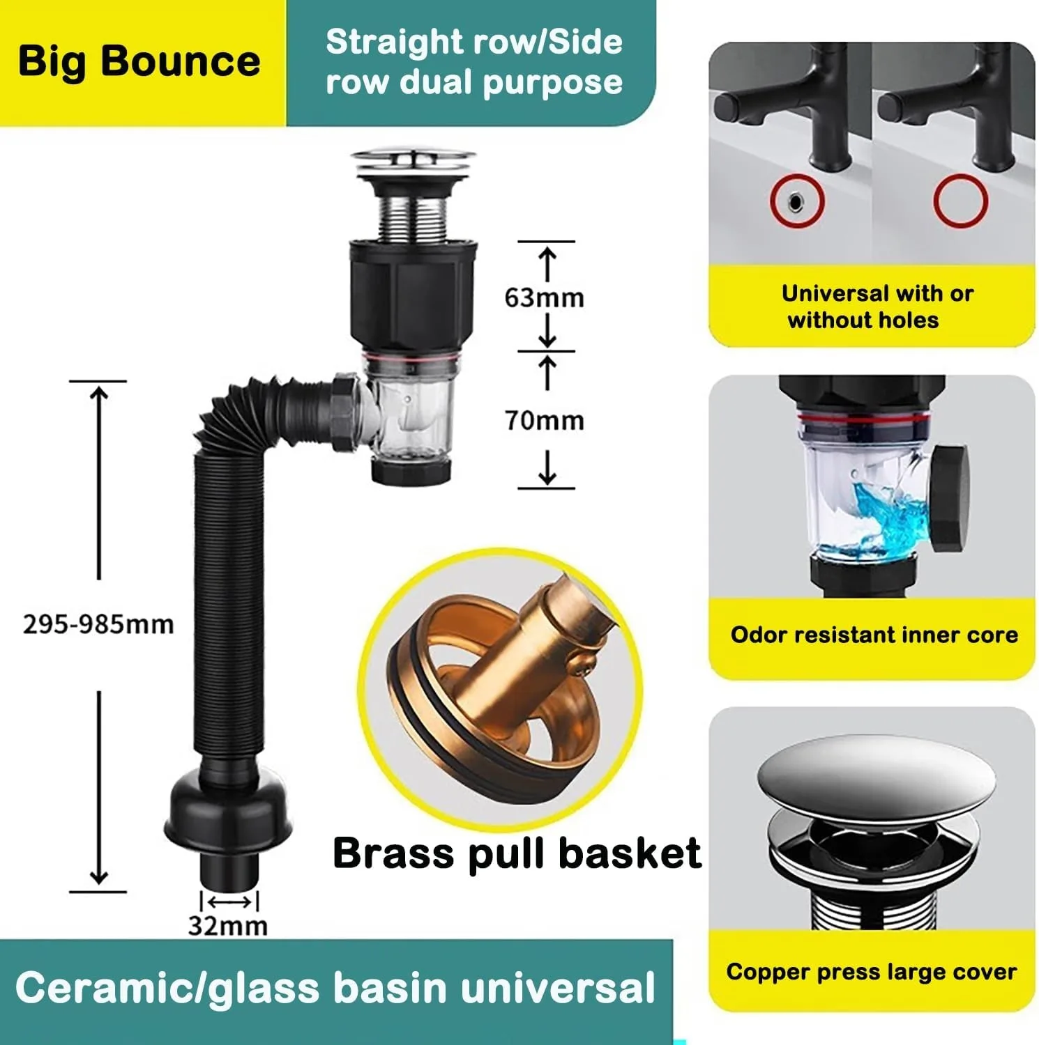 High Quality Flexible PVC Drain Pipe Wash Basin Sink Drain Hose  Anti-clog Anti-odor Sink Drain Pipe for Kitchen Bathroom