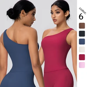 Women's Lightweight Seamless Single Shoulder Running Tank Tops Compression Elastic Support Comfortable for Adults in Summer