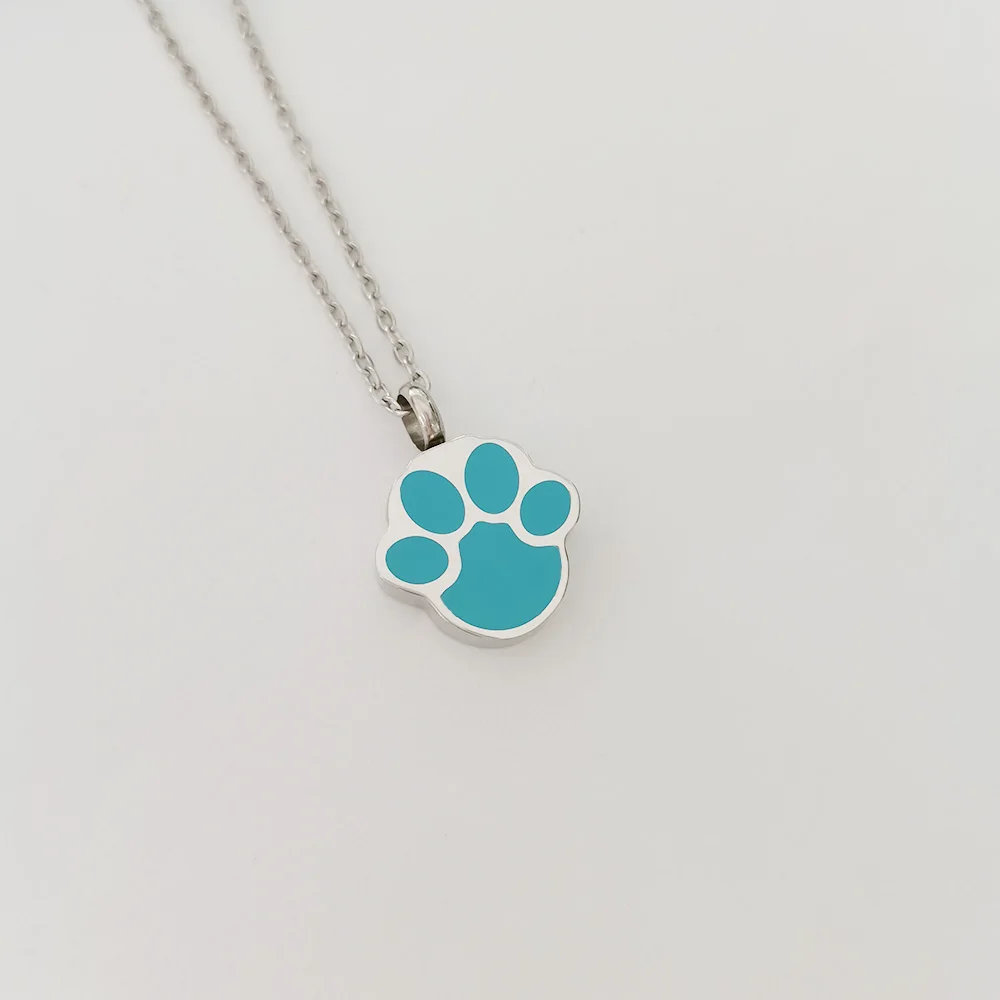 Cremation jewelry stainless steel urn cat paw urn necklace cat and dog ashes memorial pet urn pendant mini souvenir urn pendant