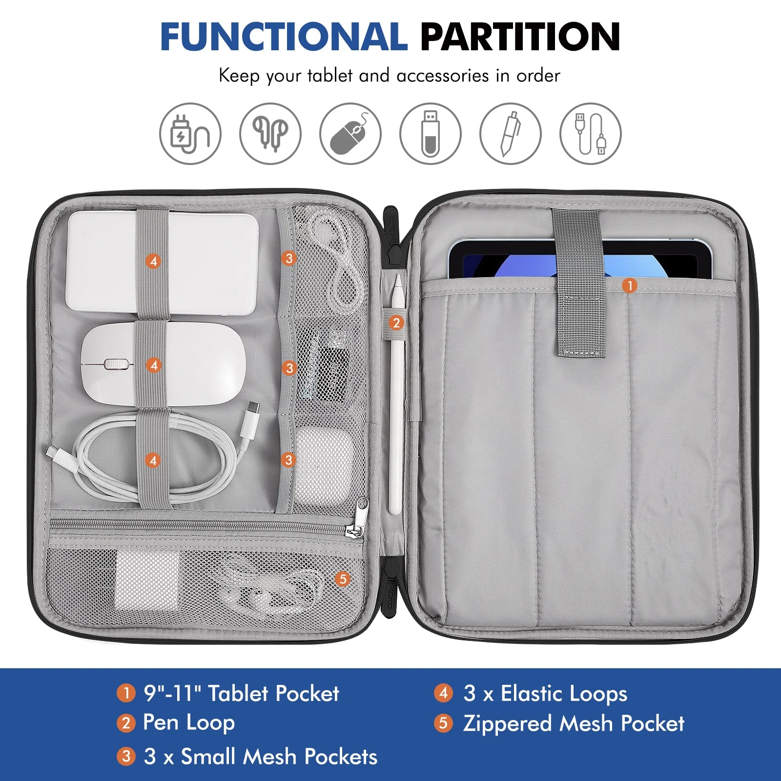 小物 mako MoKo Bolsa de viagem protetora acolchoada portátil resistente à