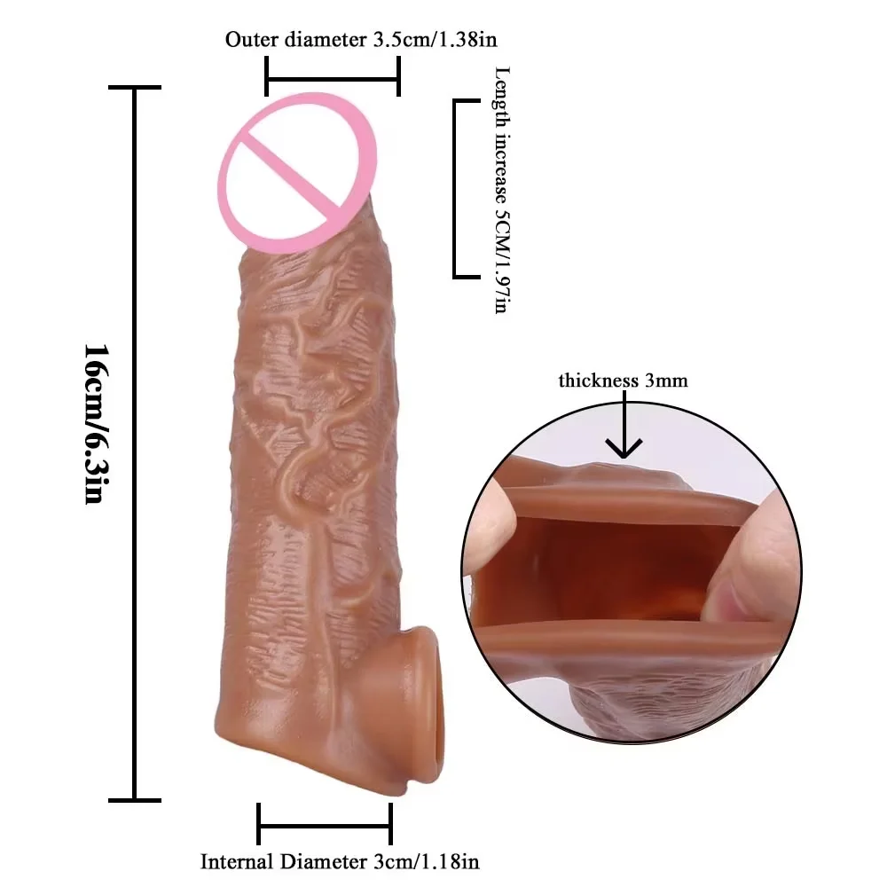 Reusable Washable Skyn Condoms 6 Inch Delay Ejaculating Penis Enlargement Dragon Silicone Condom for Man Timing Sex Toy