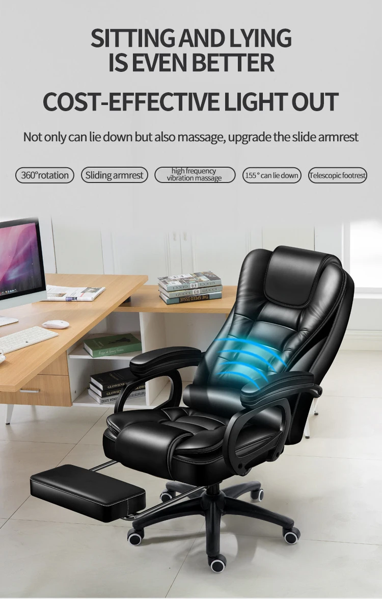 Luxury Boss Leather Ergonomic Massage Revolving Recliner Swivel Office