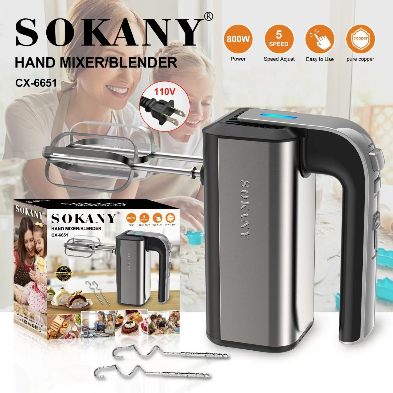 SOKANY Electric Hand Mixer - Versatile & Powerful Performance