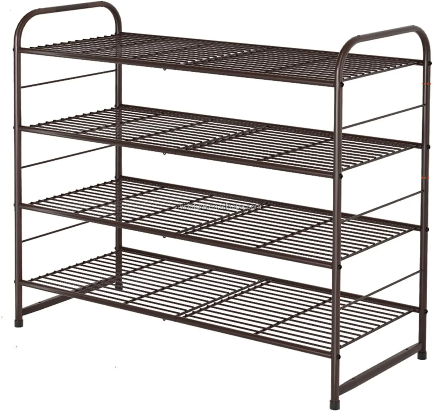4tier Wire Grid Stackable Shoe Rack - Save Space & Style