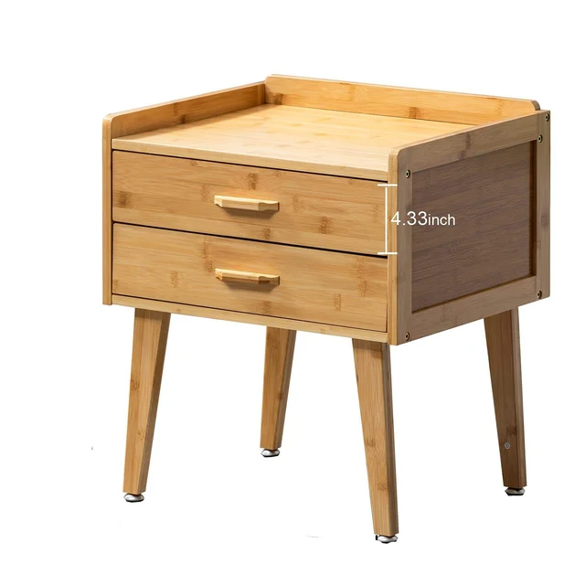 Bamboo Table with Drawer Nightstands for Small Spaces Storage Night Stand Side Table for Bedroom
