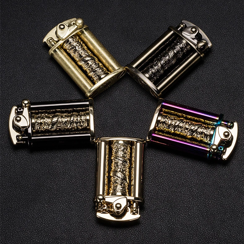 Rotating Dragon Column Rocker Kerosene Cigarette Lighter Metal Oil Lighter Stylish