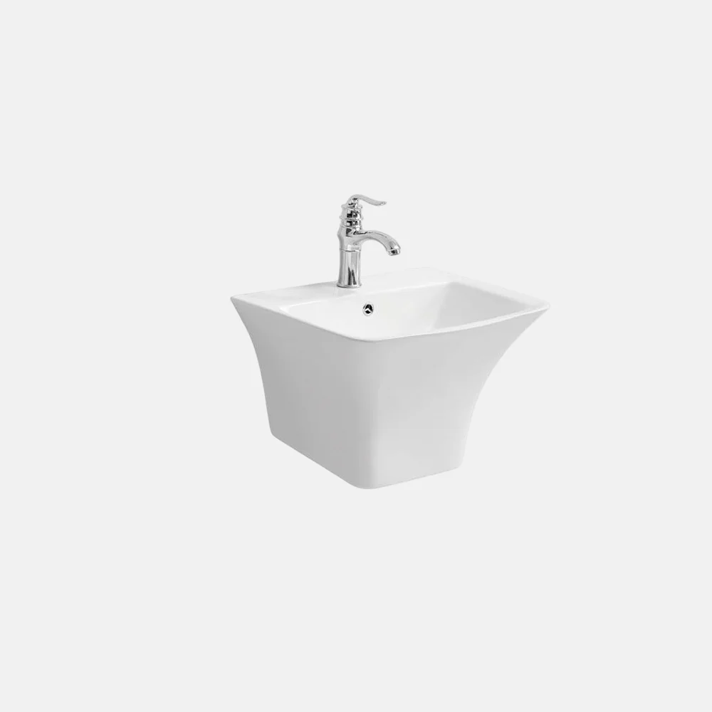 Bathroom Ceramic Hand Wash Basin with Half Pedestal Widely Demanded Ceramic Material Column Standin Wall Mounted With Good Price