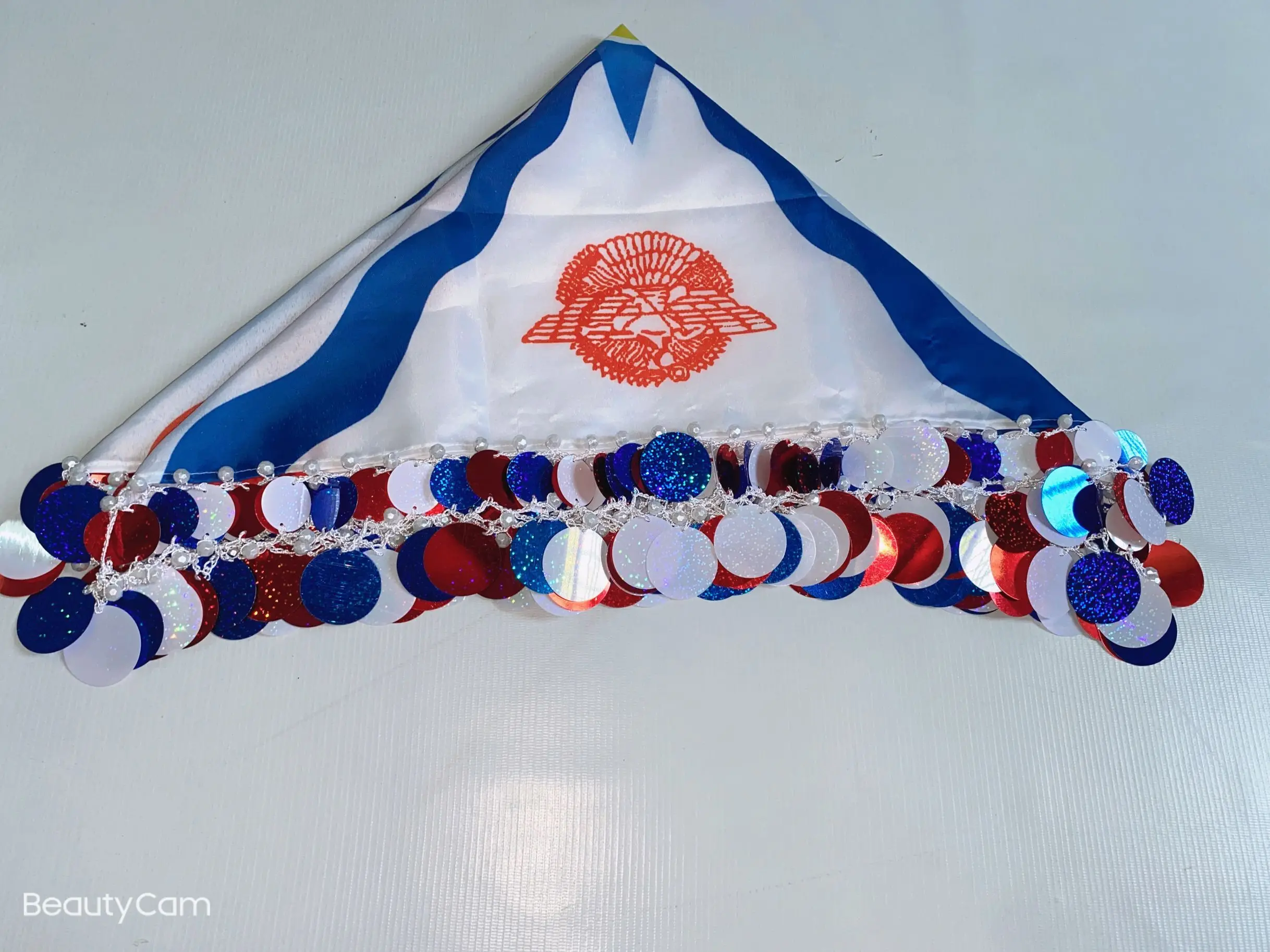 Shine Multicolored Laser Sequins Dacron Assyrian Flag Yalikhta Square Scarf  Hand Kerchief for Wedding Accessory