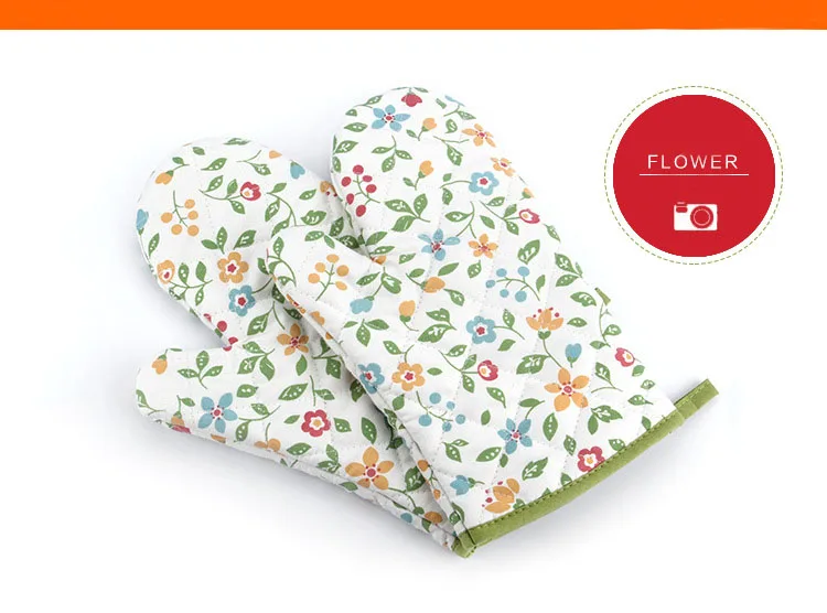 Microwave Oven Mitts Japanese Style Herbal Thickened Nonslip Insulated