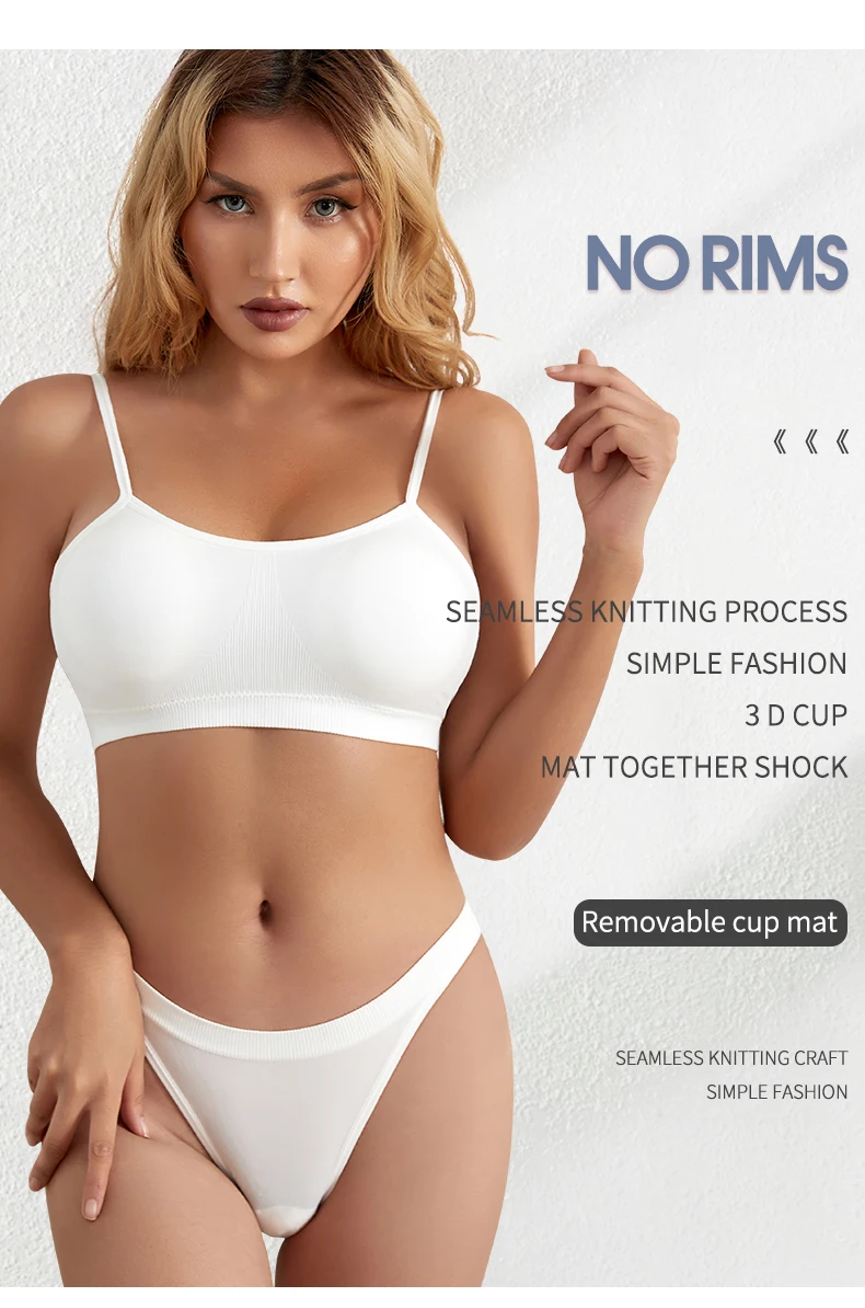 Stylish No Trace Seamless Solid Color Beauty Back Push Up Soft Wireless