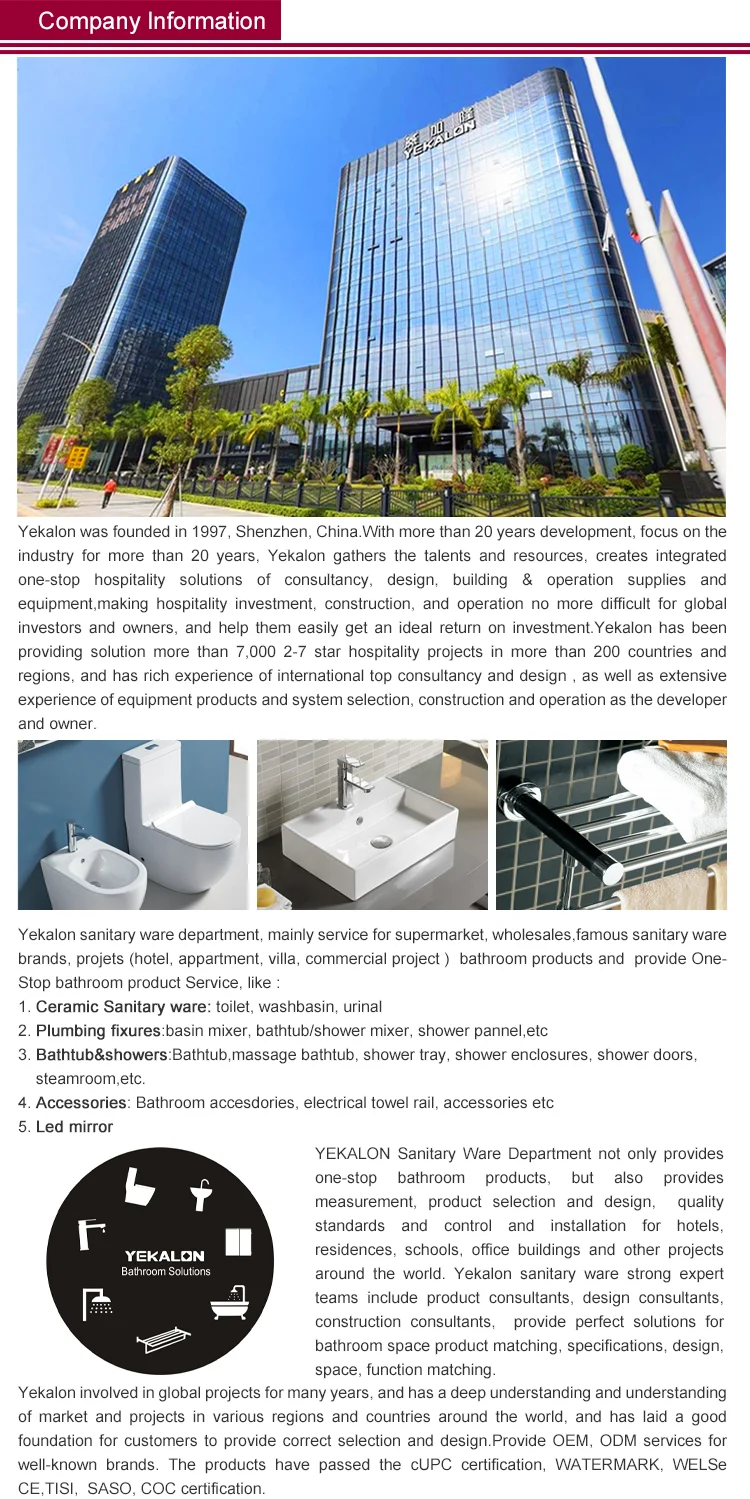 YEKALON T-M8859 Bathroom Sanitary Ware 300mm 400mm Strap Siphonic Flush One Piece Toilet