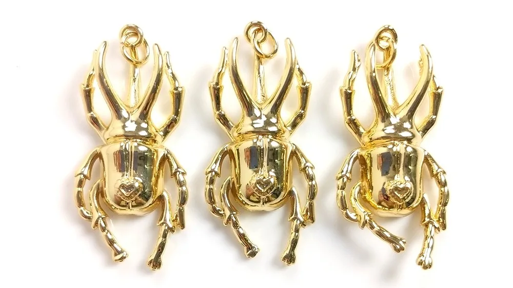 古典的なパンクアニマル昆虫カブトムシゴールドカラー銅合金ネックレス