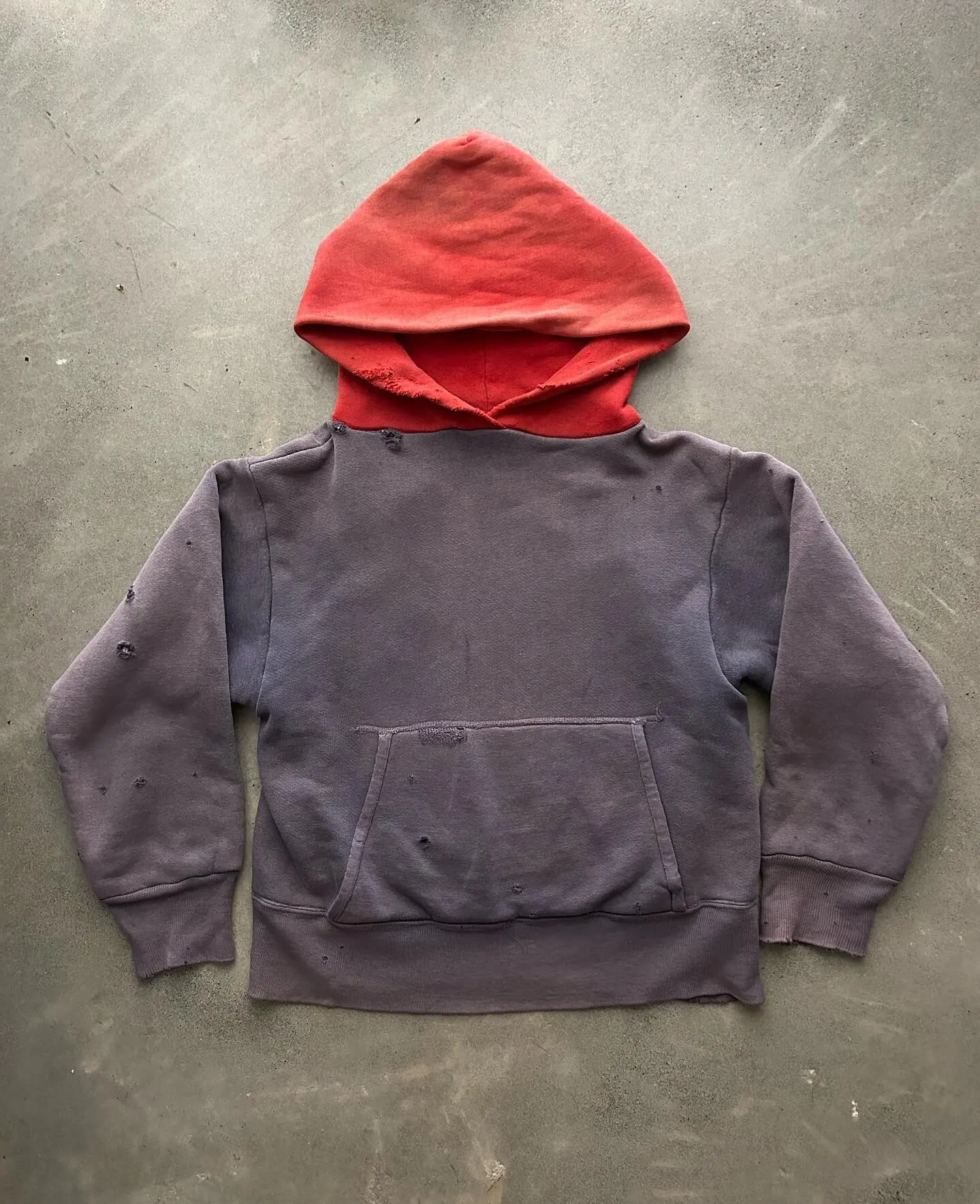 Pullover Cropped Hoodie Manufacturers Cotton Patchwork Two Tone Mineral Blank Distressed Vintage Sun Faded Acid Wash Hoddies Men gallery 7