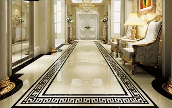 product modern polished waterproof hotel house corridor living room flooring marble waterjet medallion pattern floor tiles project-1