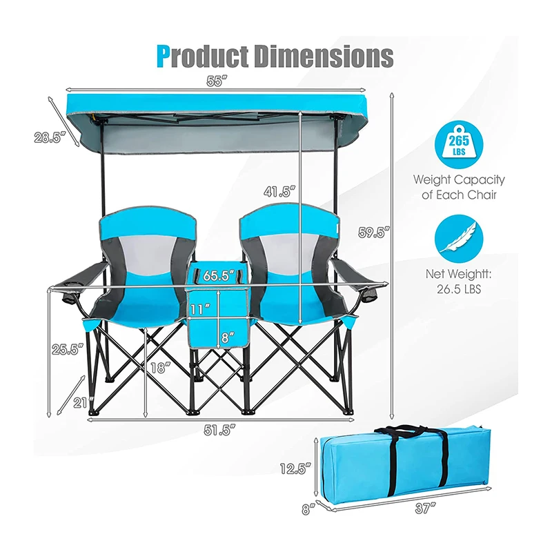 Cheap Foldable Lawn Fishing 2person Outdoor Folding Double Camping