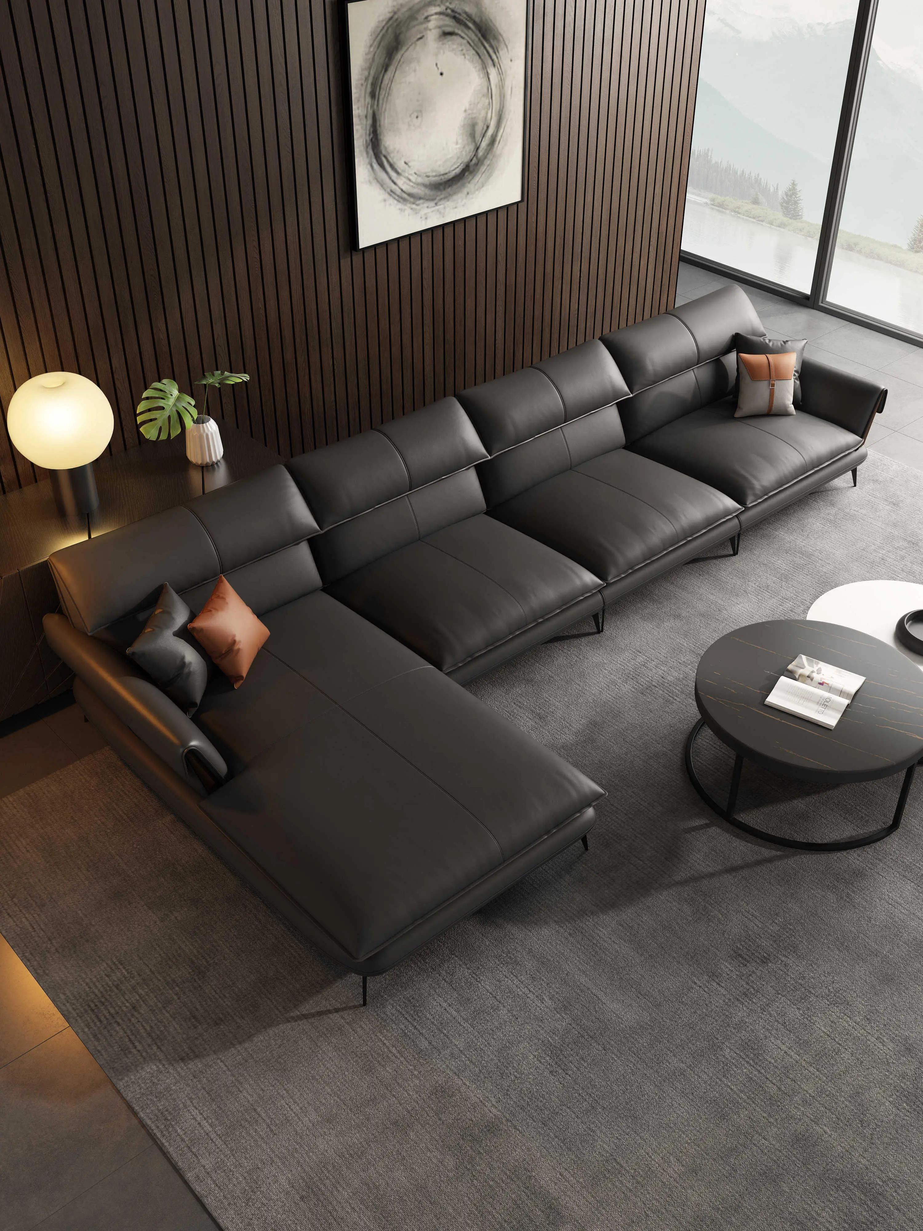 Wholesale Italian Leather Sofa Set for Modern Living Rooms