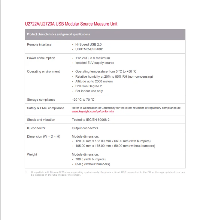 Keysight U2722a 4 Quadrants Usb Modular Source Measure Unit 3-channels ...
