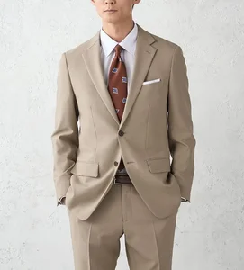 Autumn Men's Slim-Fit Tuxedos Wedding Groom Pants Khaki Jacket Breathable Tailored Suit Latest Costume Blazer Accessories Suit