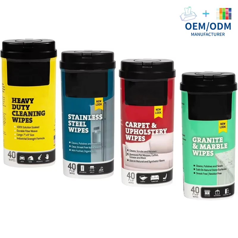 OEM Hand and Hard Surface Cleaning Wipes Stainless Steel Appliance Cleaning Wipes for Kitchen Canister Wipes