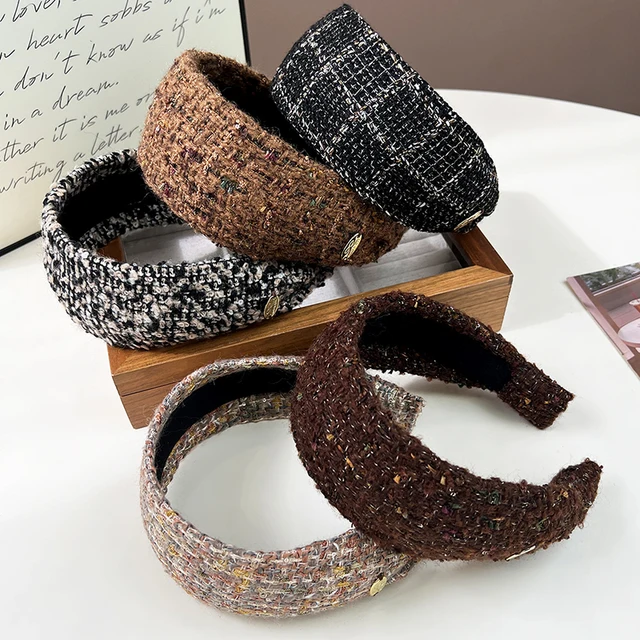 High-end Wide Edge Woolen Knitted Hair Band Autumn and Winter Exquisite Hair Accessory New Gentle Style Simple Headwear for Girl