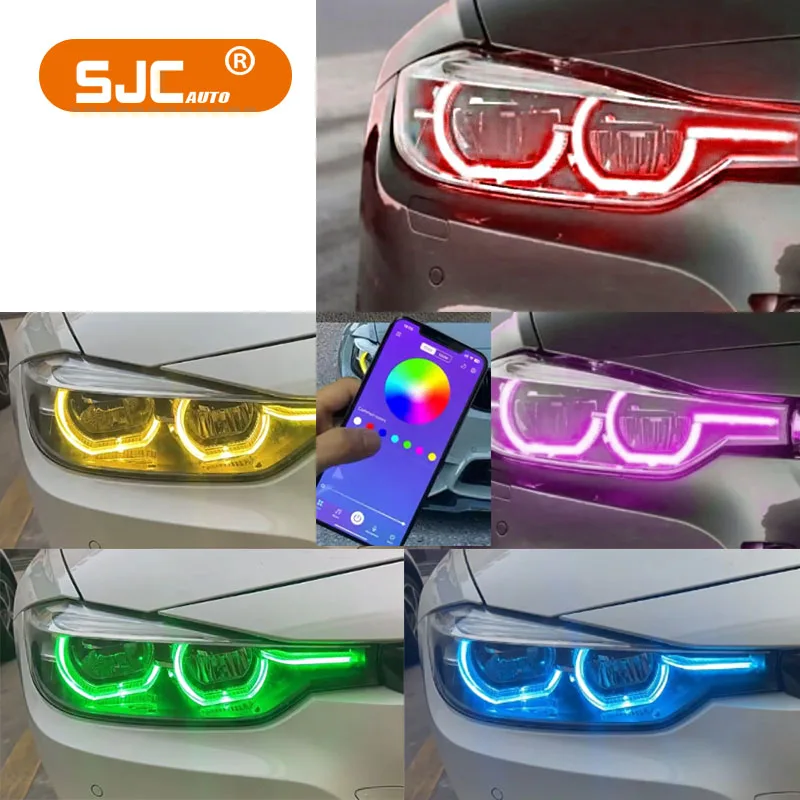 SJC Auto for BMW 3 Series F30 DRL RGB Module 2016-2019 Colorful Module Angel Eyes APP Control Daytime Running Light LCI LED ONLY