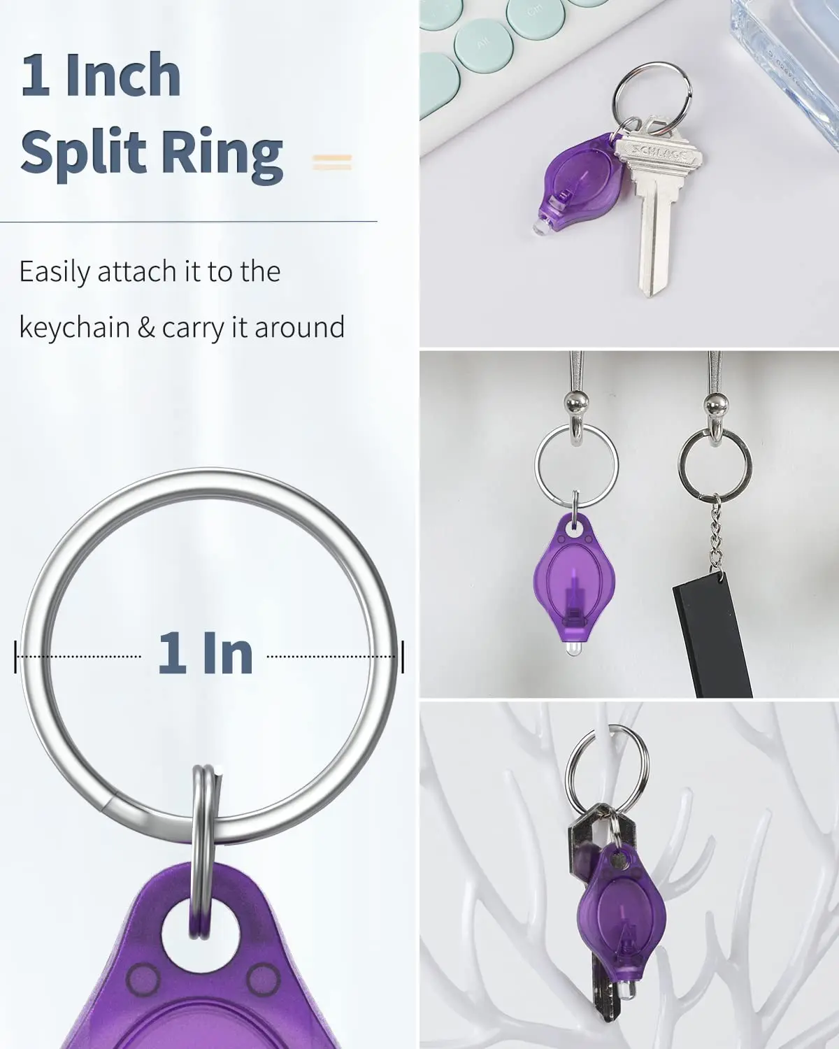 Linli Custom Epoxy Plate Logo Mini Keychain Uv Light Keyring Uv Light