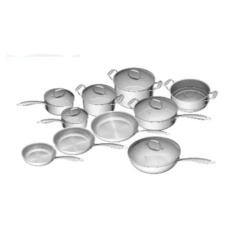 Deluxe 10 pcs Frying Pan Wok Induction Stainless Steel 304 Kitchen Cookware Set