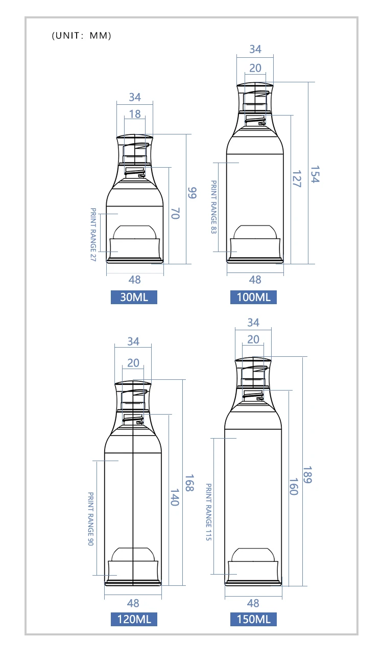 Ksun Plastic Packaging Petg 100Ml 120Ml 150Ml Airless Plastic Bottle Airless Pump Bottle With Lotion Pump