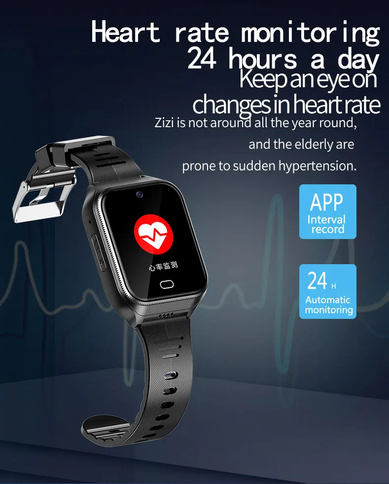 Elder Care Smart Watch With Sim Card Sos Alarm Gps Fall Detection 4g