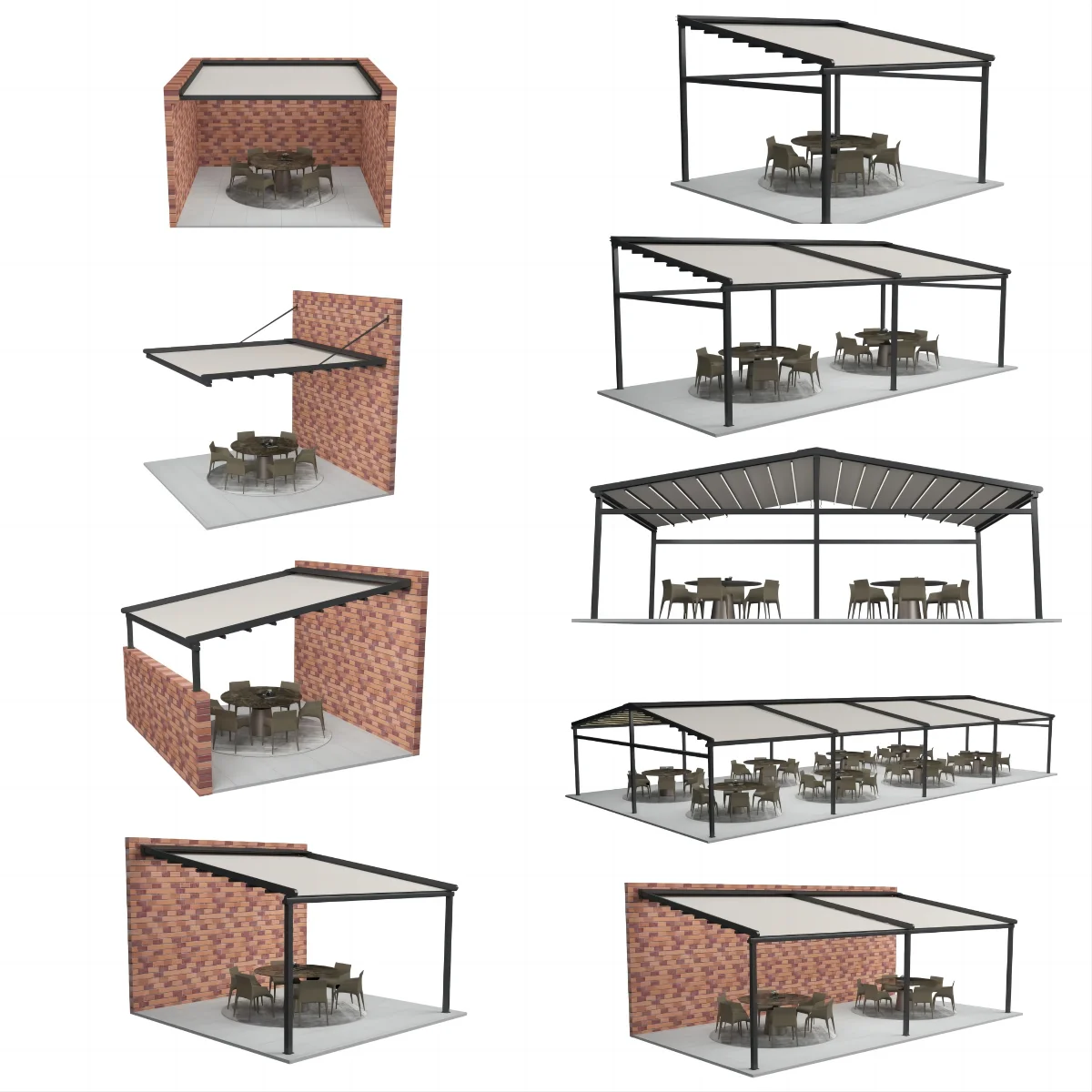 Automatic Wind Sun Rain Sensor Retractable Awning Pergola Outdoor Terrace Sliding Shades Retractable Roof
