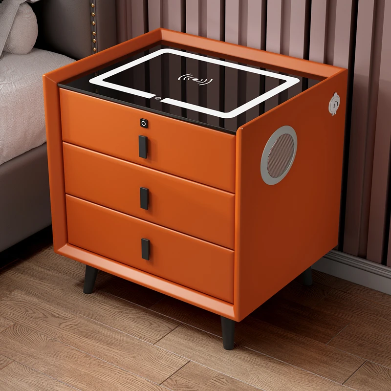 Smart Night Stand Multifunctional Wireless Charging with Light Fingerprint Lock Bedside Cabinet