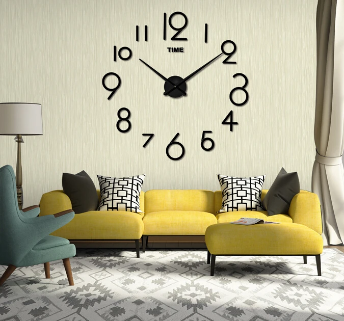 Установить часы 3д. Самоклеющиеся 3d часы &quot;diy clock&quot; al021-b. дизайнерские часы на стену. часы настенные необычные. декоративные часы на стену.