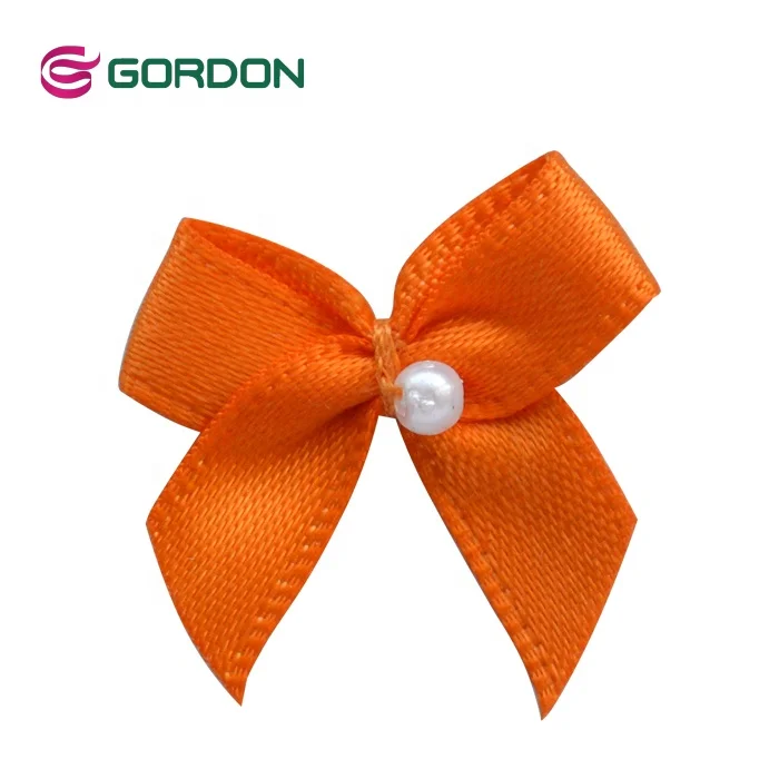 Custom Good Quality pink Color Pre Made Mini Satin Ribbon Bow