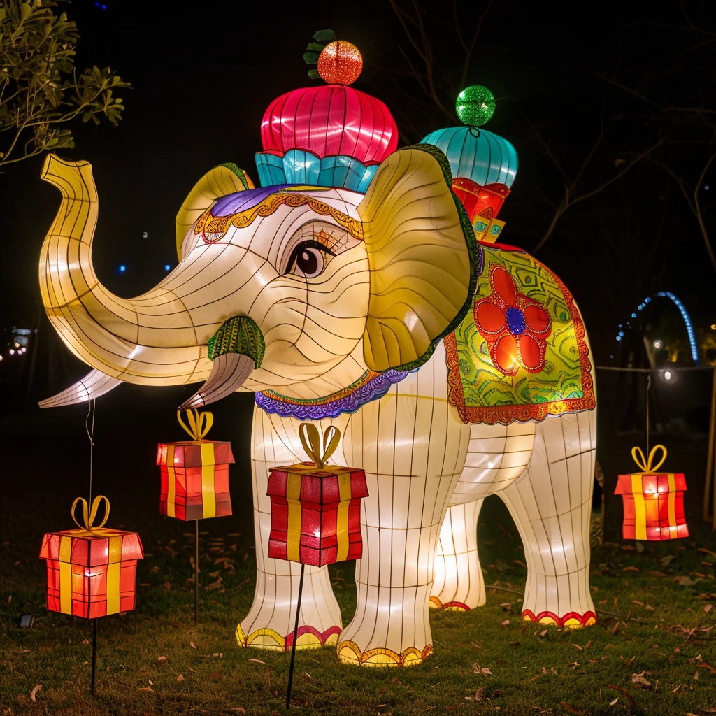 Custom Large Outdoor LED Elephant Lantern - Waterproof Festival Animal Motif Lighting for Park and Event Decorations