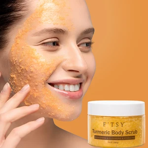 Private Label Natural Gentle Face Body Whitening Turmeric Salt Scrub Exfoliator for Deep Cleansing Brightening Skincare