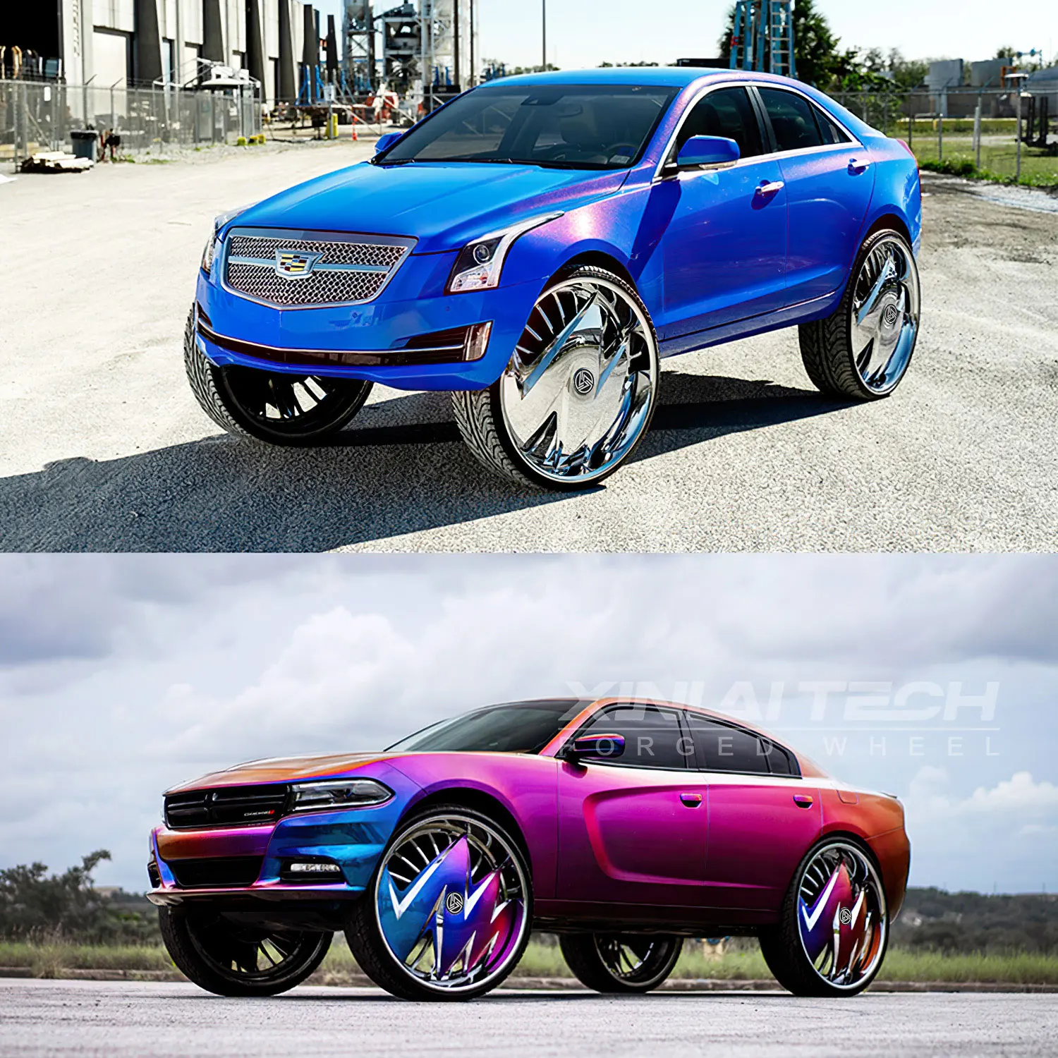 XL 18 20 22 24 26 Inch Chrome Lightning Spoke Forged Alloy Wheel Ultra-Polished Mirror Finish Custom Fitments for Cars & SUVs - Image 4
