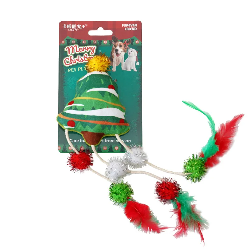 Christmas Pet Cat Toys Catnip Feather Plush Toy for Kitten Cat Chew Toy Interactive Pet Products Cat Accessories