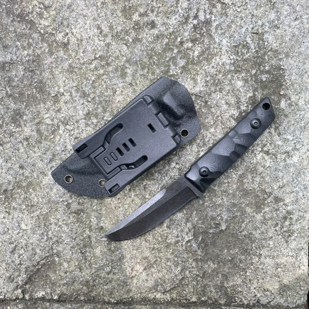Trailing Point Blade 420C Fixed Blade Survival Knives G10 Handle with Kydex Sheath Straight TAC Tactical Camping Outdoor Knife