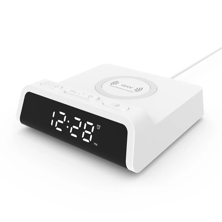 Best Selling Product 2022 Custom Led Digital Alarm Clock Qi Wireless