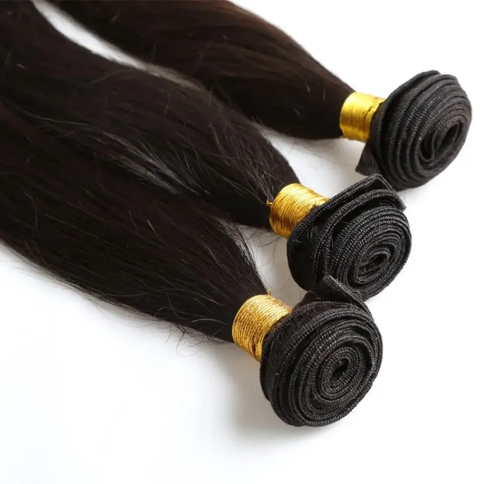 Glattes Echthaar-Bündel, natürliche schwarze Frauen, Rohhaar-Extensions, 10-30 Zoll_voghion.com
