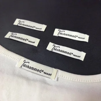 Customized Private Satin Clothing Woven Fabric Neck Printed Clothing Patch Label Tag Label