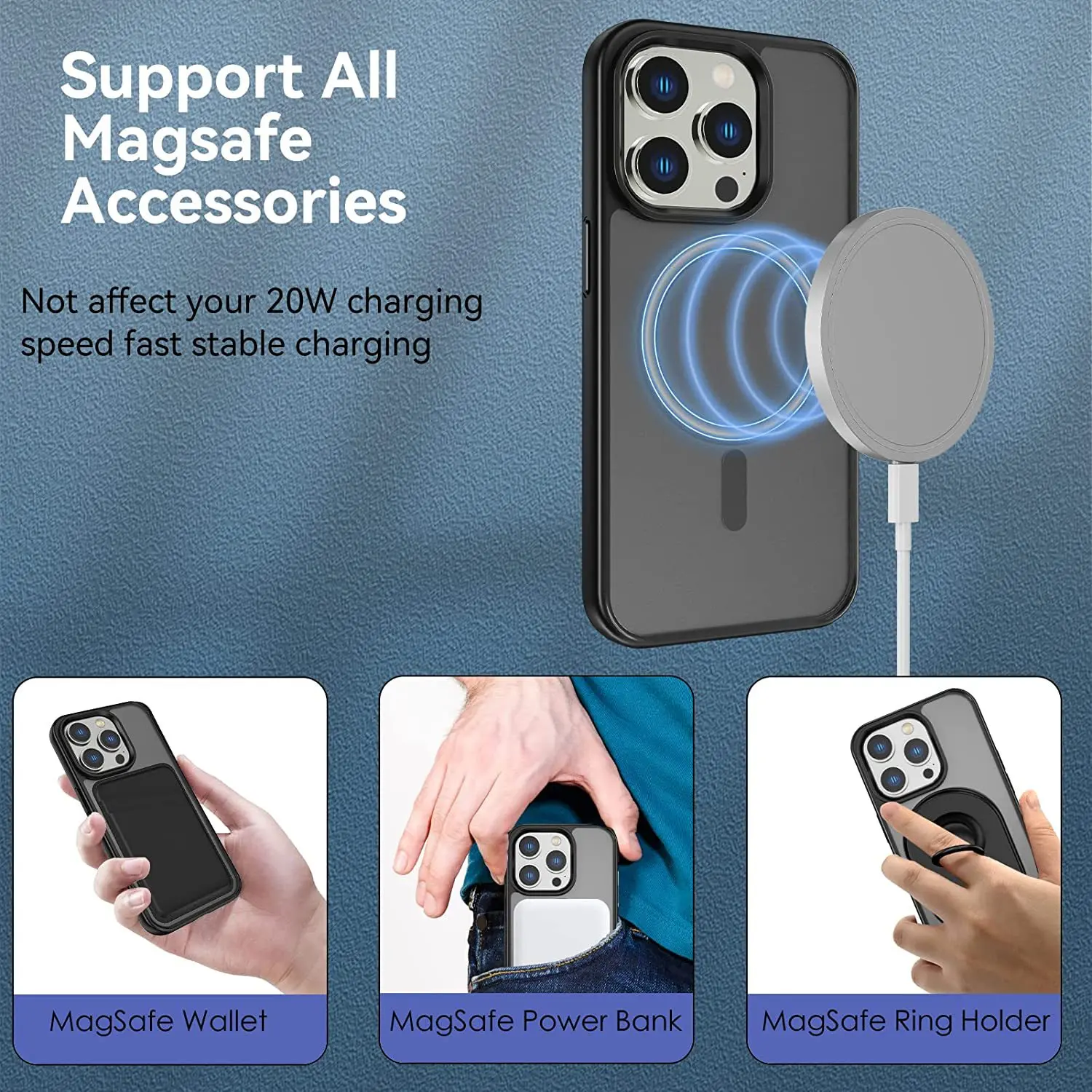 Luxury Magnetic Wireless Charger Phone Case For Iphone 14 Pro Max Slim 