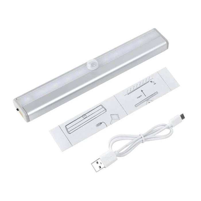 rechargeable 10LED Cabinet Lights Kitchen PIR Body Motion Sensor Night Light under cabinet LED Closet Light with remote control