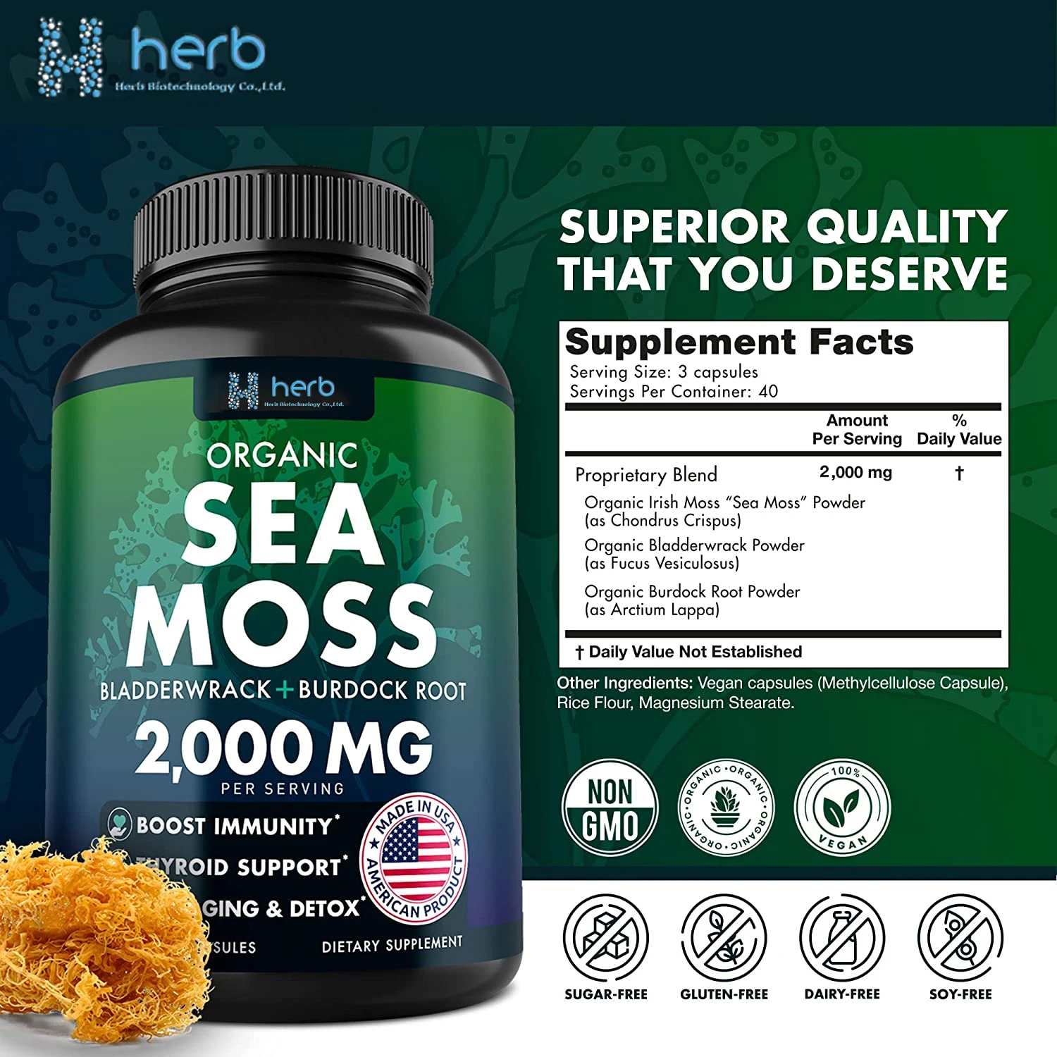 Oem Private Label Herbal Supplement Sea Moss Pills Certified Organic ...
