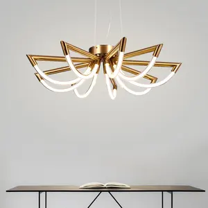 Simple Hanging Decorative Kitchen Island Pendant Lighting Iron Gold Luxury Indoor Modern LED Chandeliers