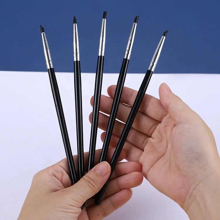 Black Rubber Brush Set Soft Clay Tools Black Rubber Pen Soft Tip Silicone  Pen Set for clay craft